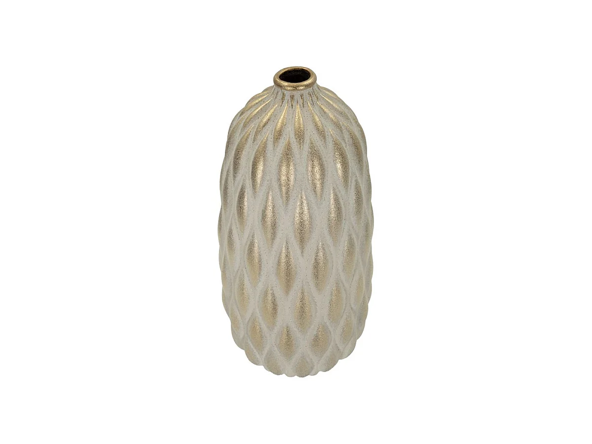 Vase Déco en Céramique "Pepitas" 44cm Gris & Or