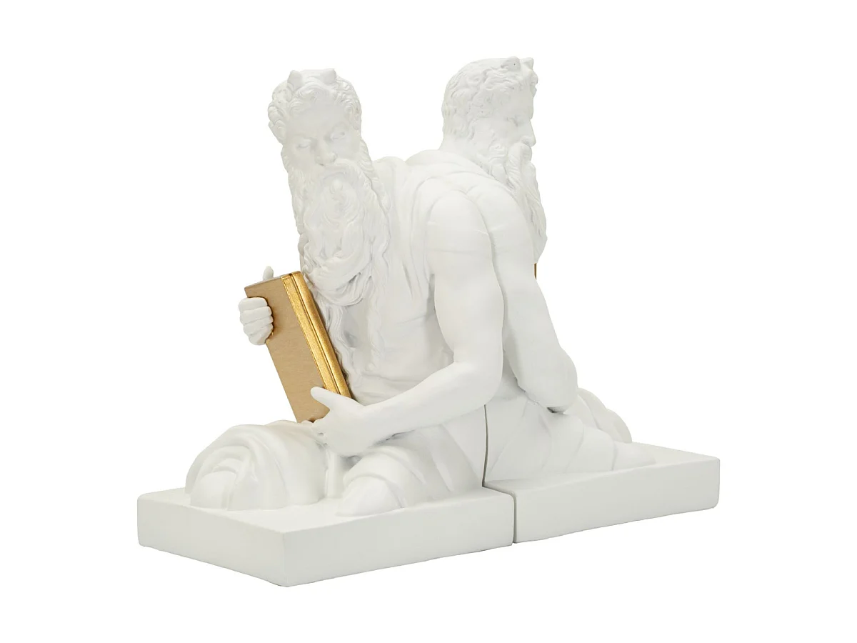 Lot de 2 Serre-Livres Déco "Poséidon" 25cm Blanc
