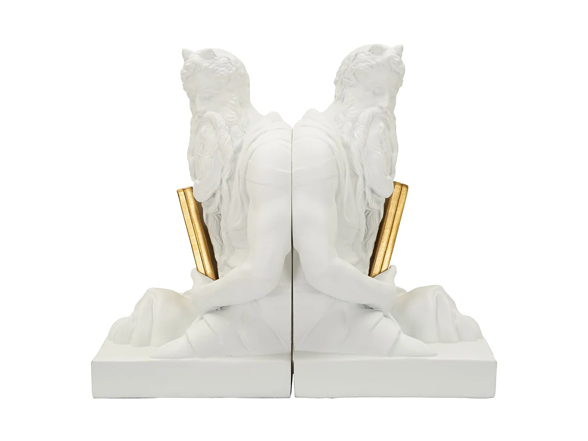 Lot de 2 Serre-Livres Déco "Poséidon" 25cm Blanc