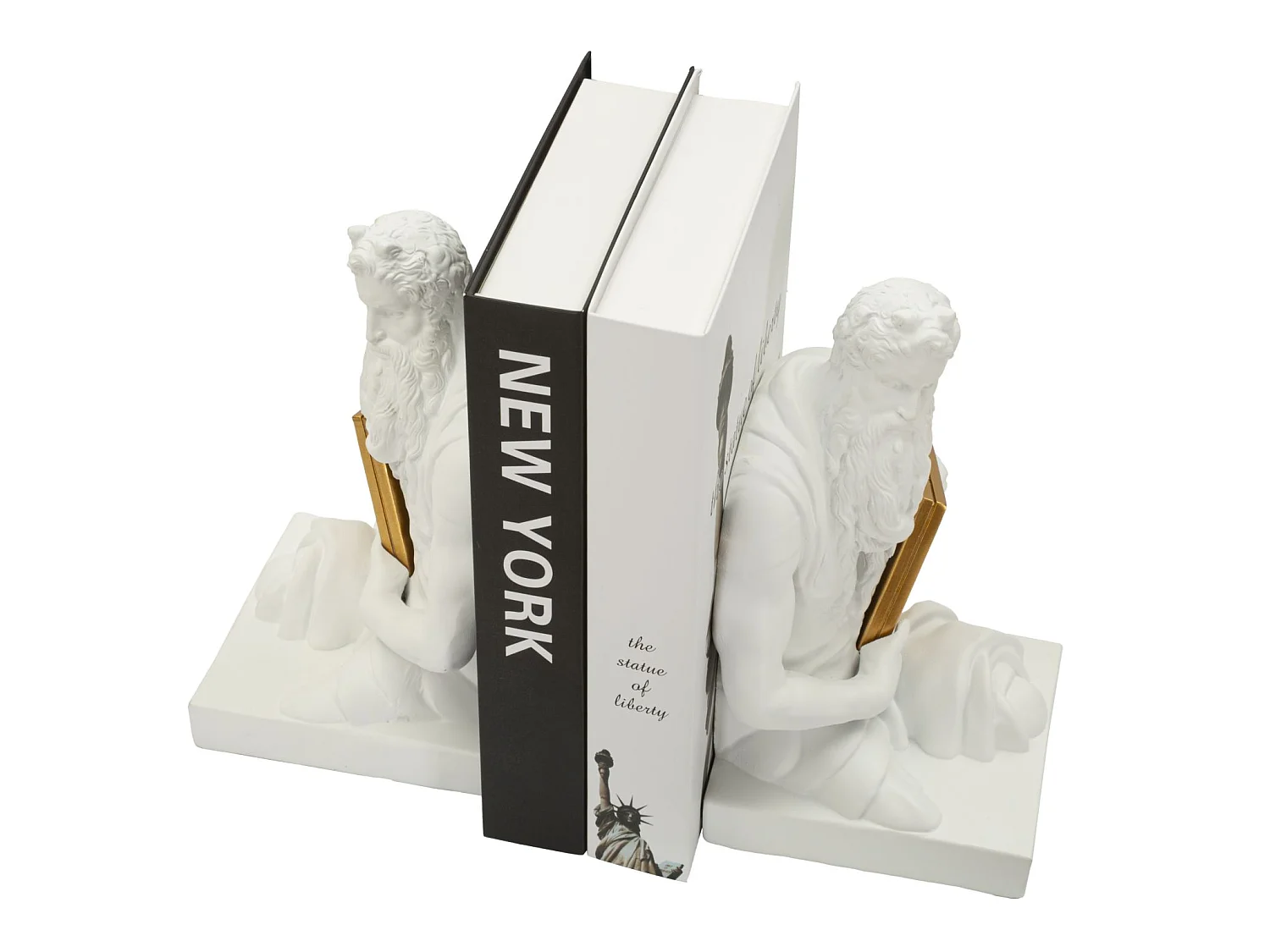 Lot de 2 Serre-Livres Déco "Poséidon" 25cm Blanc
