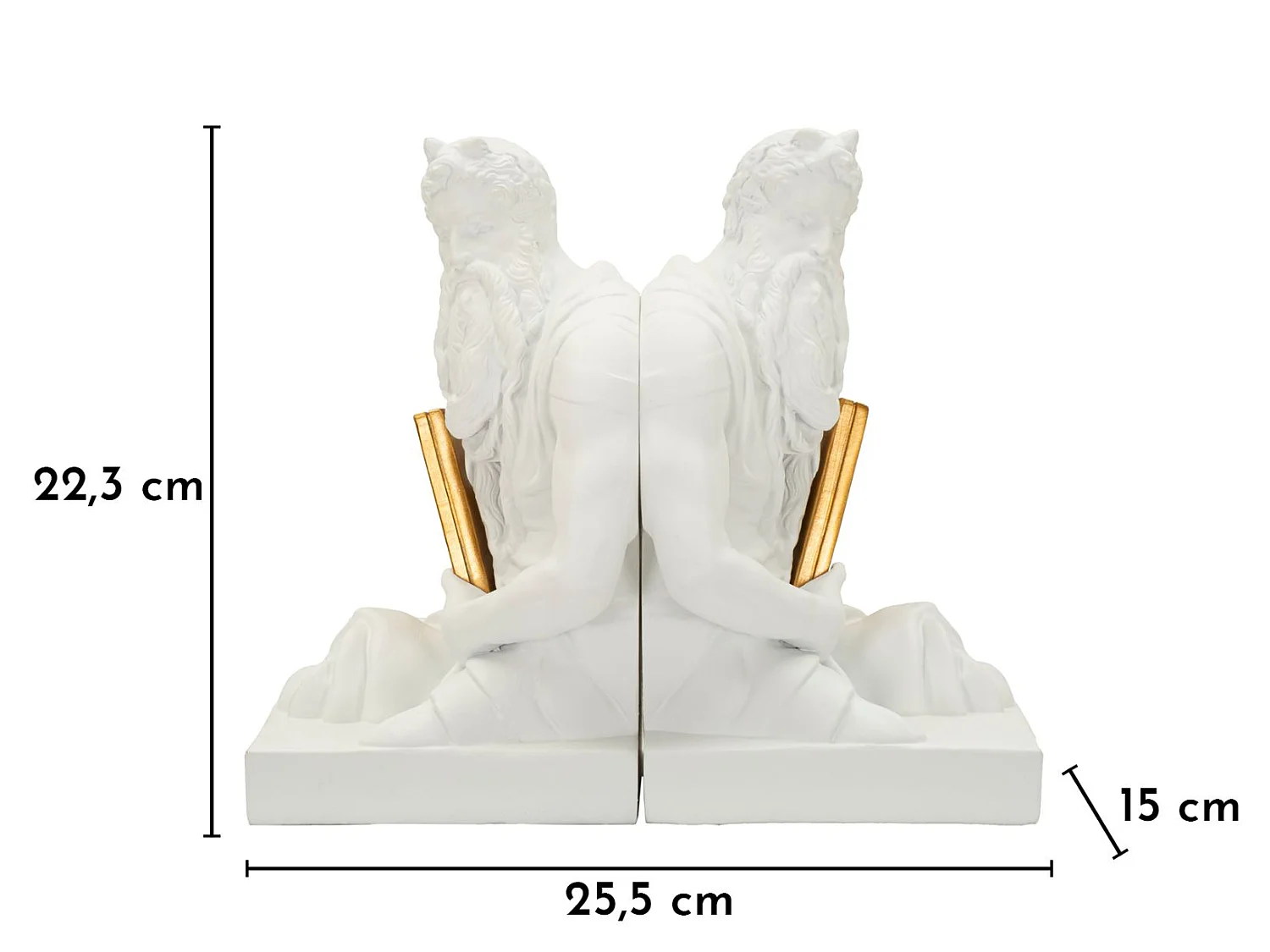 Lot de 2 Serre-Livres Déco "Poséidon" 25cm Blanc