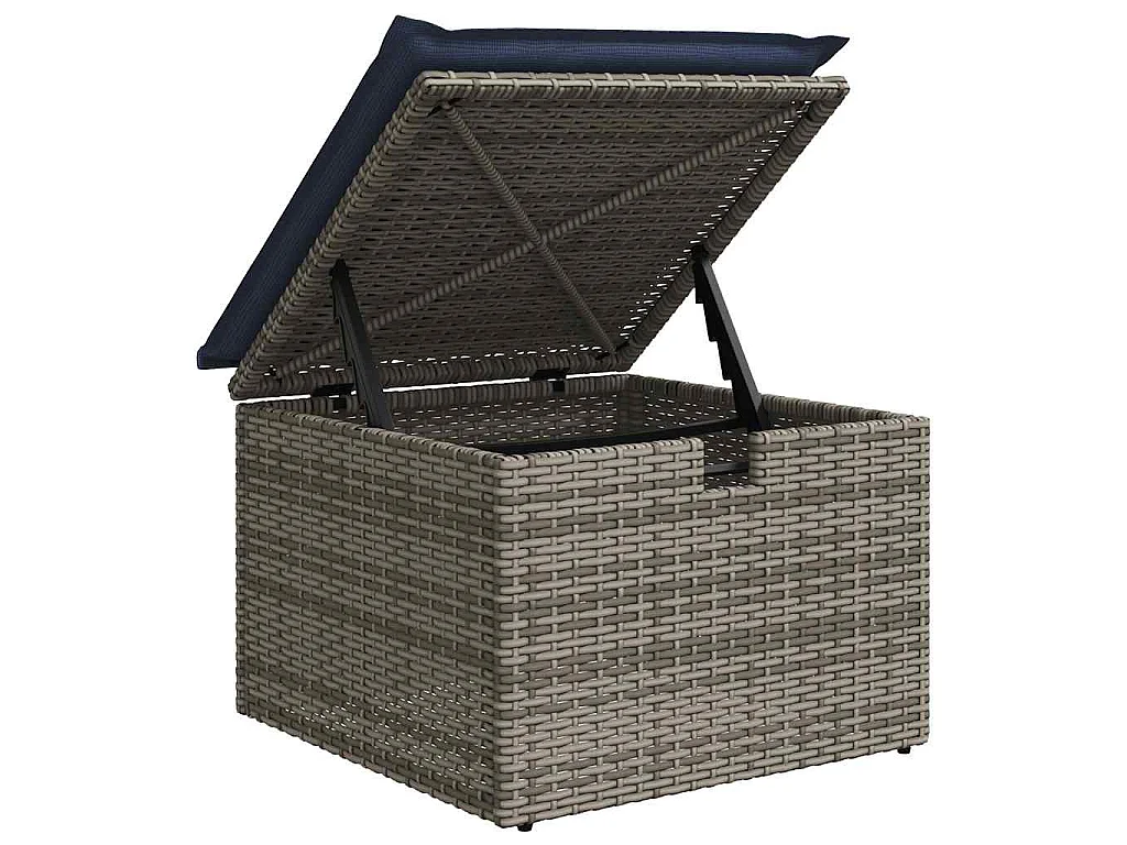 Set de muebles de jardín 6 piezas y cojines ratán sintético gris