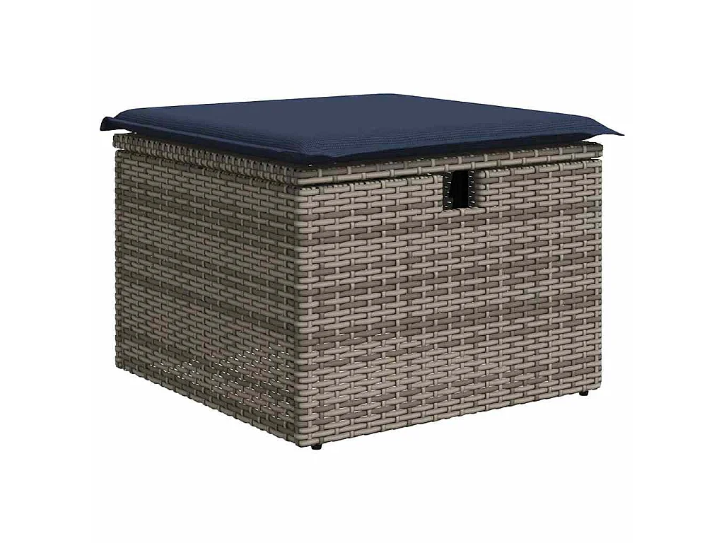Set de sofás de jardín 11 piezas y cojines ratán sintético gris