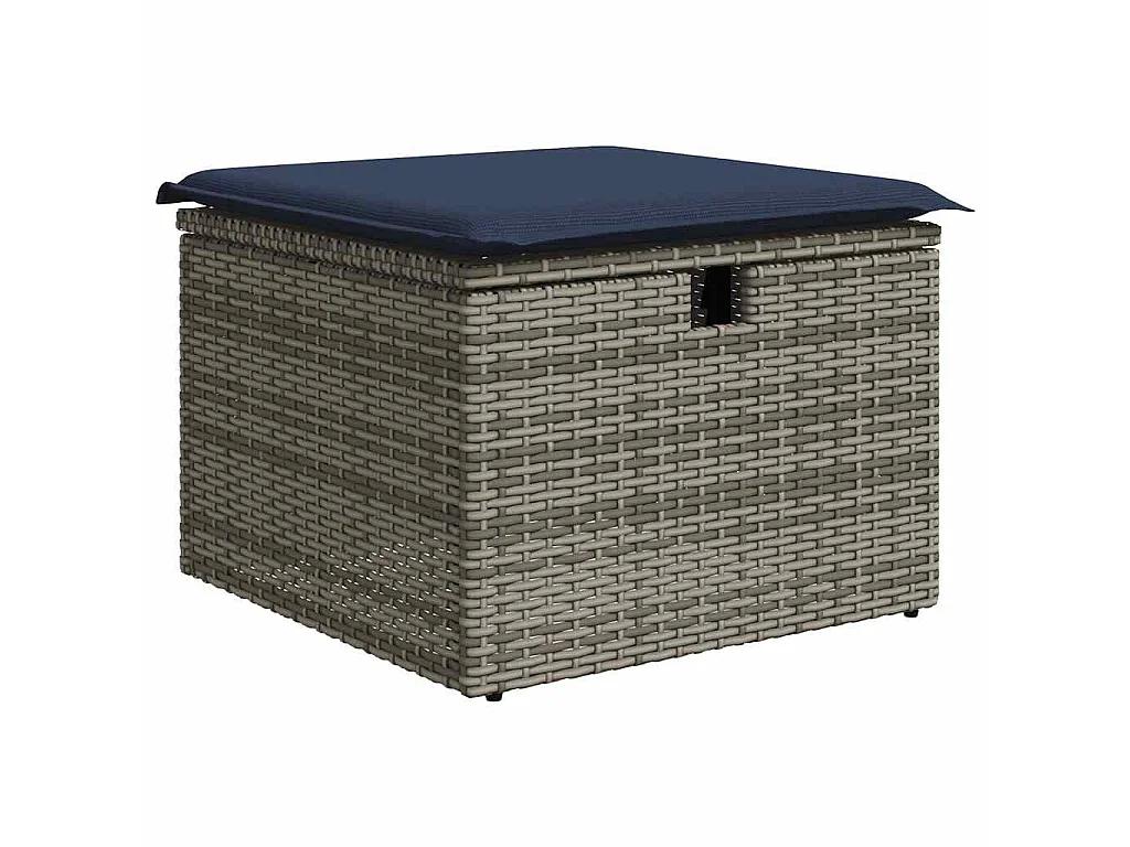 Set de sofás de jardín 4 piezas y cojines ratán sintético gris