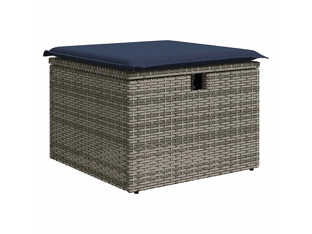 Set de muebles de jardín 6 piezas y cojines ratán sintético gris