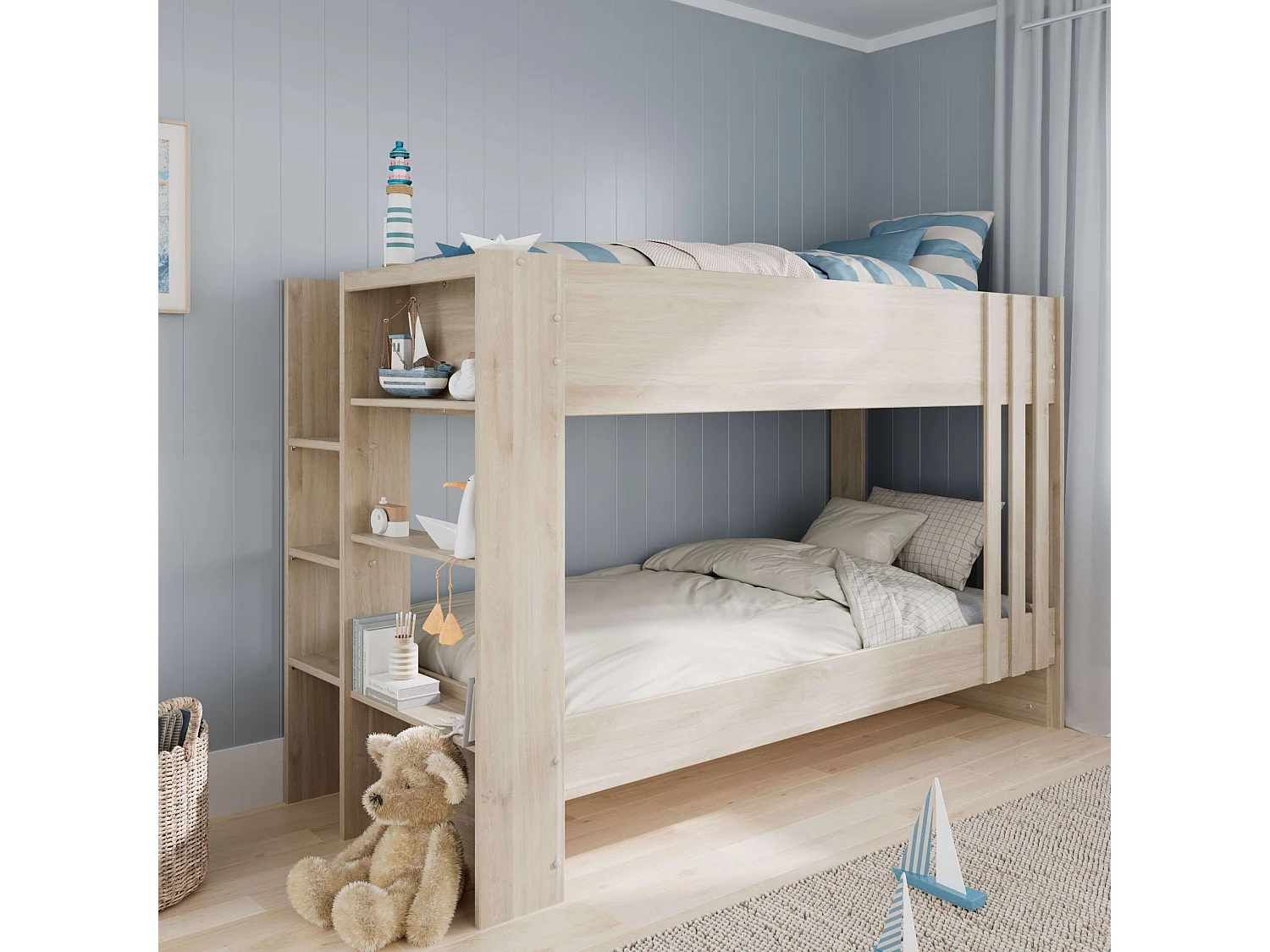 Litera Eik juvenil Roble Jackson reversible 4 estantes 90x200 cm