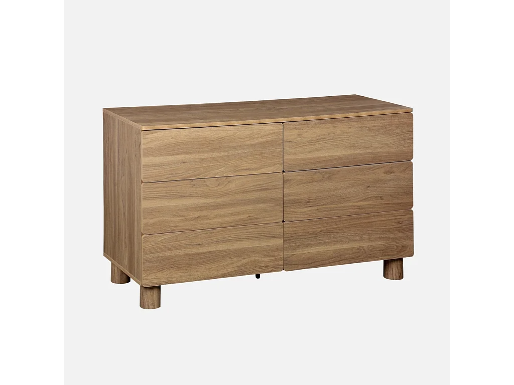 Commode décor bois 6 tiroirs bois de noisetier - Ayana