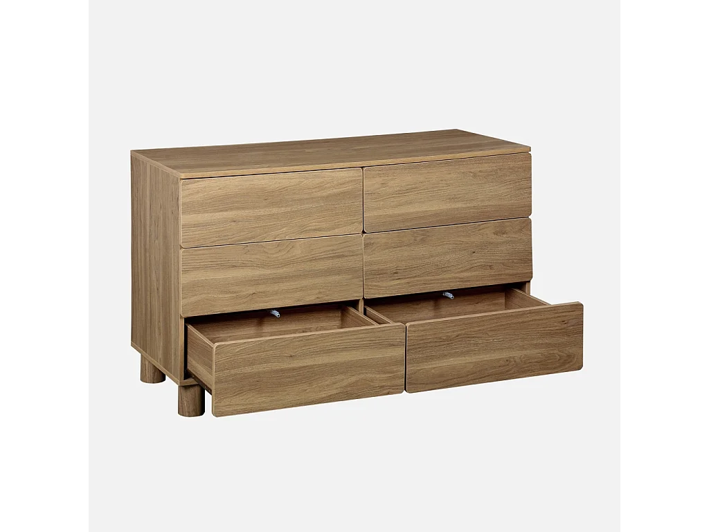 Commode décor bois 6 tiroirs bois de noisetier - Ayana