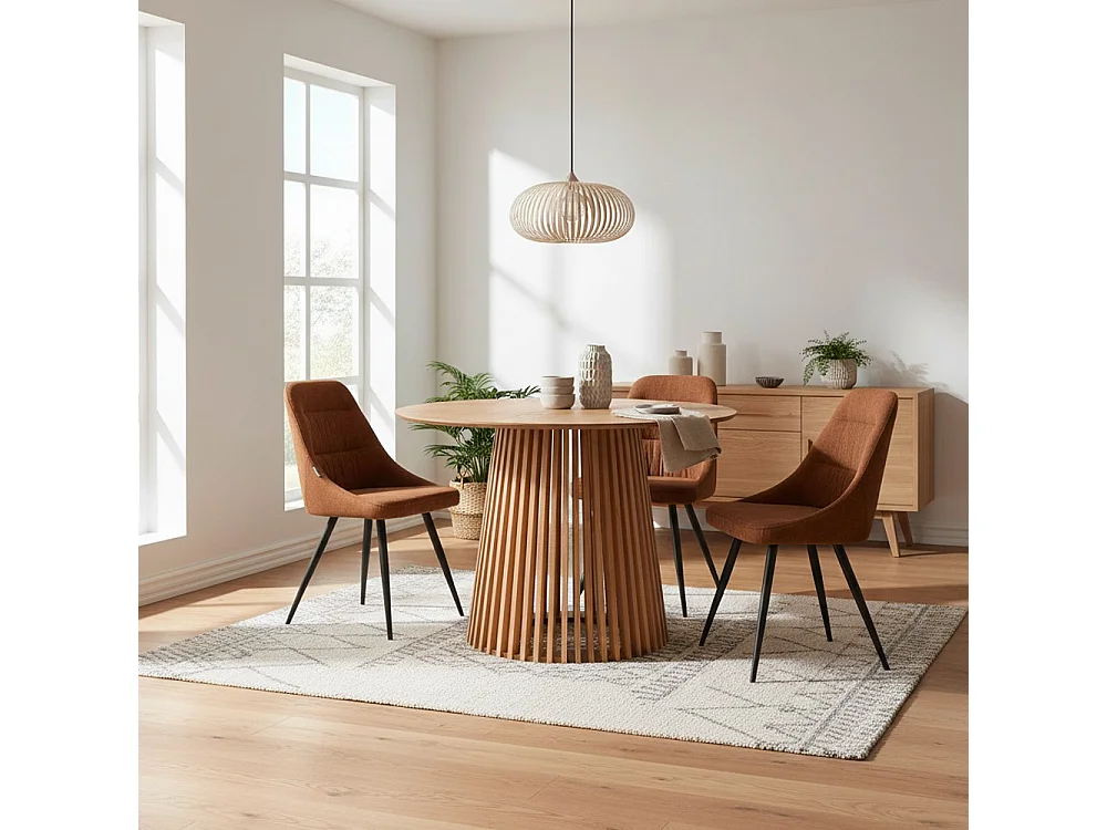 Table à manger ronde GARLE 100 x 100 x 75 cm, finition bois naturel - 4 personnes