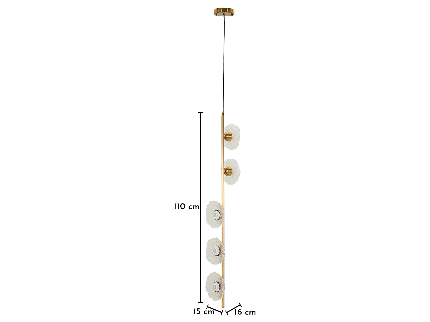 Suspension Verticale Design "Emily" 110cm Or & Transparent