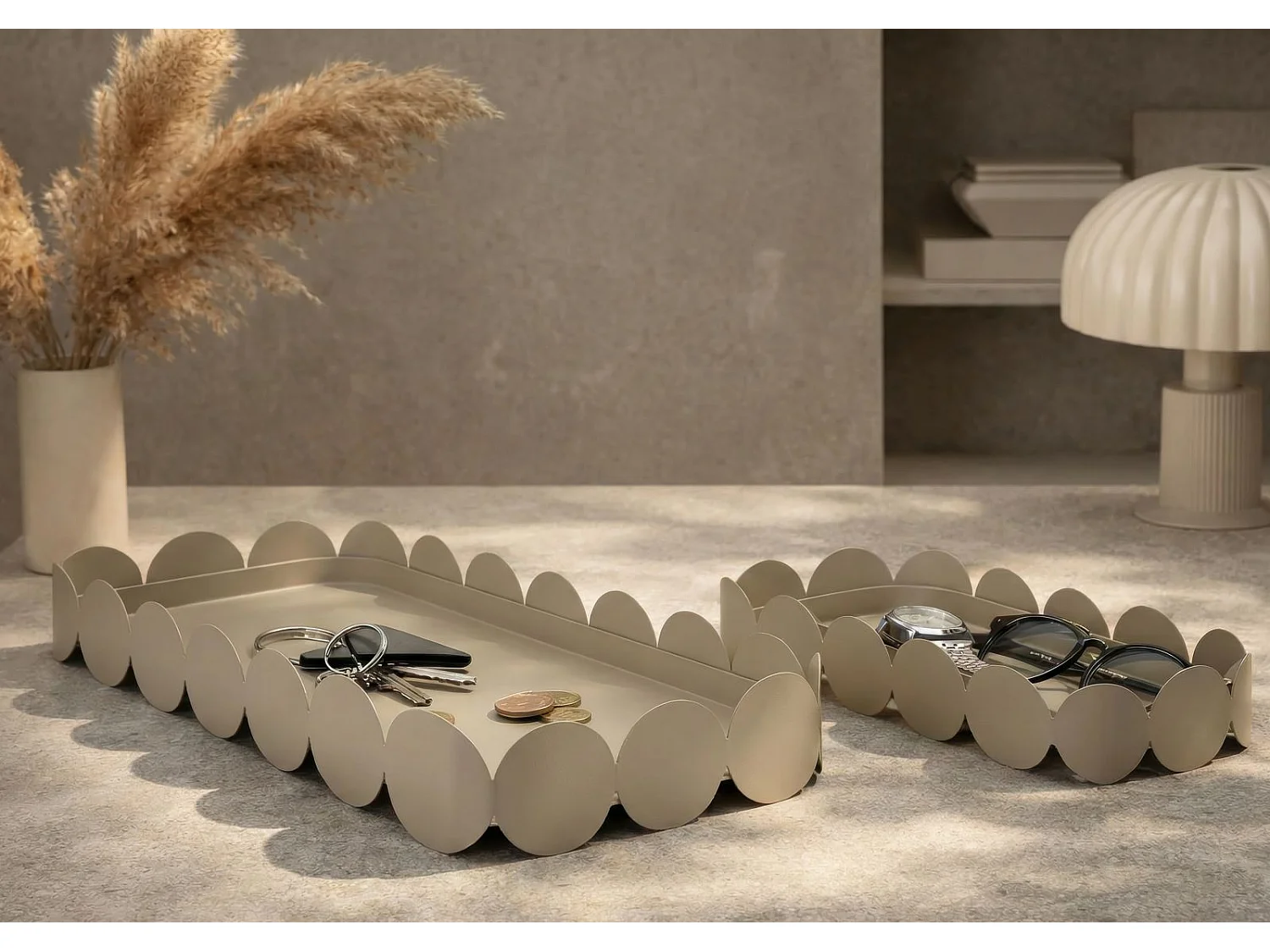 Lot de 2 Vide-Poches en Métal "Saturn" 40cm Taupe