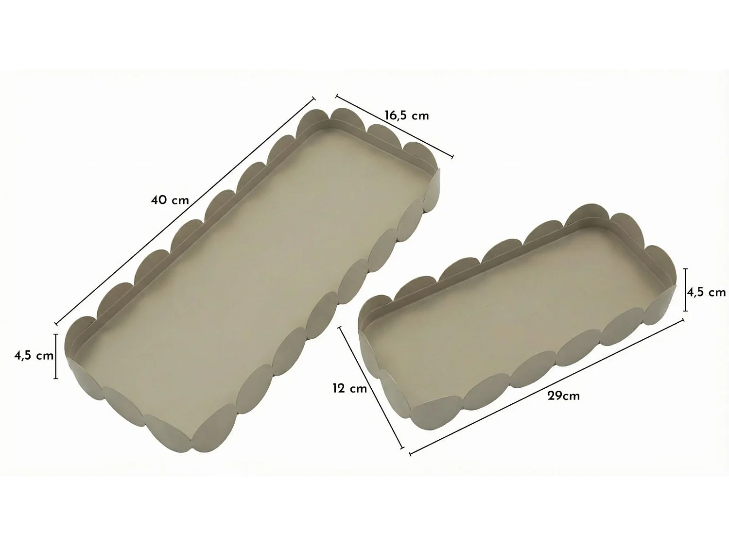 Lot de 2 Vide-Poches en Métal "Saturn" 40cm Taupe