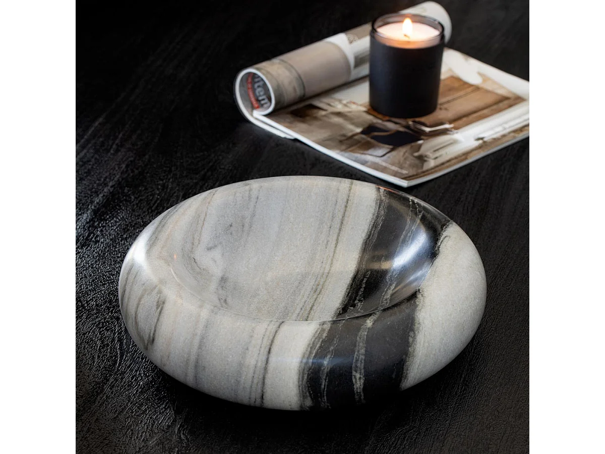Vide-Poche en Marbre "Courchevel" 29cm Gris & Noir