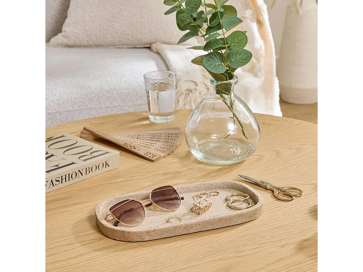 Vide-Poches Effet Travertin "Travi" 27cm Beige