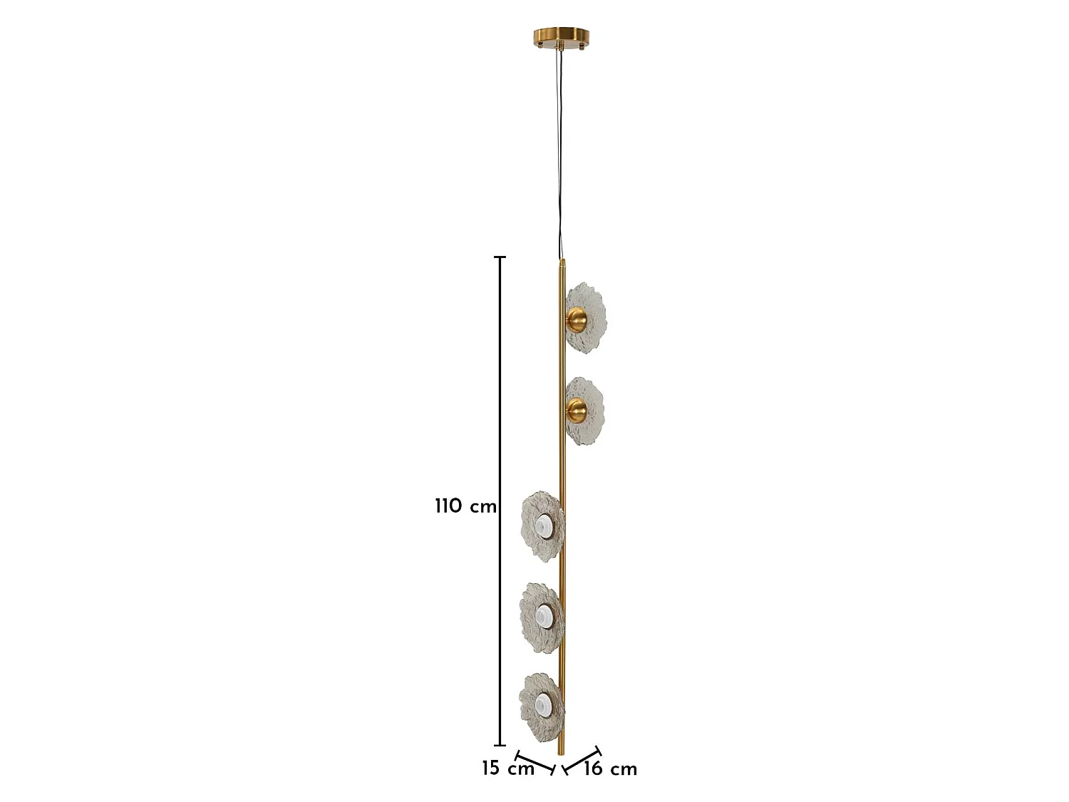 Suspension Verticale Design "Emily" 110cm Or & Gris