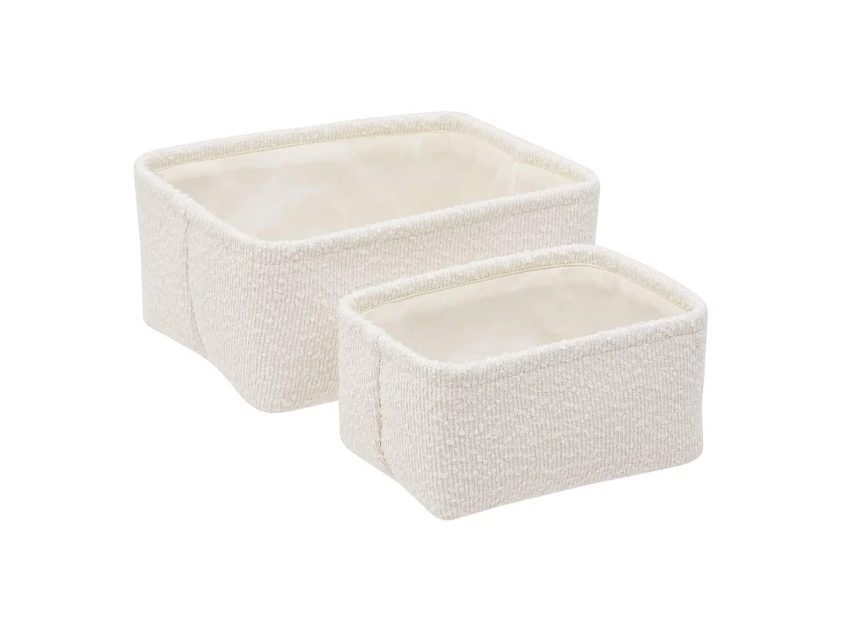 Lot de 2 Paniers de Rangement Bouclette "Yla" 26cm Blanc