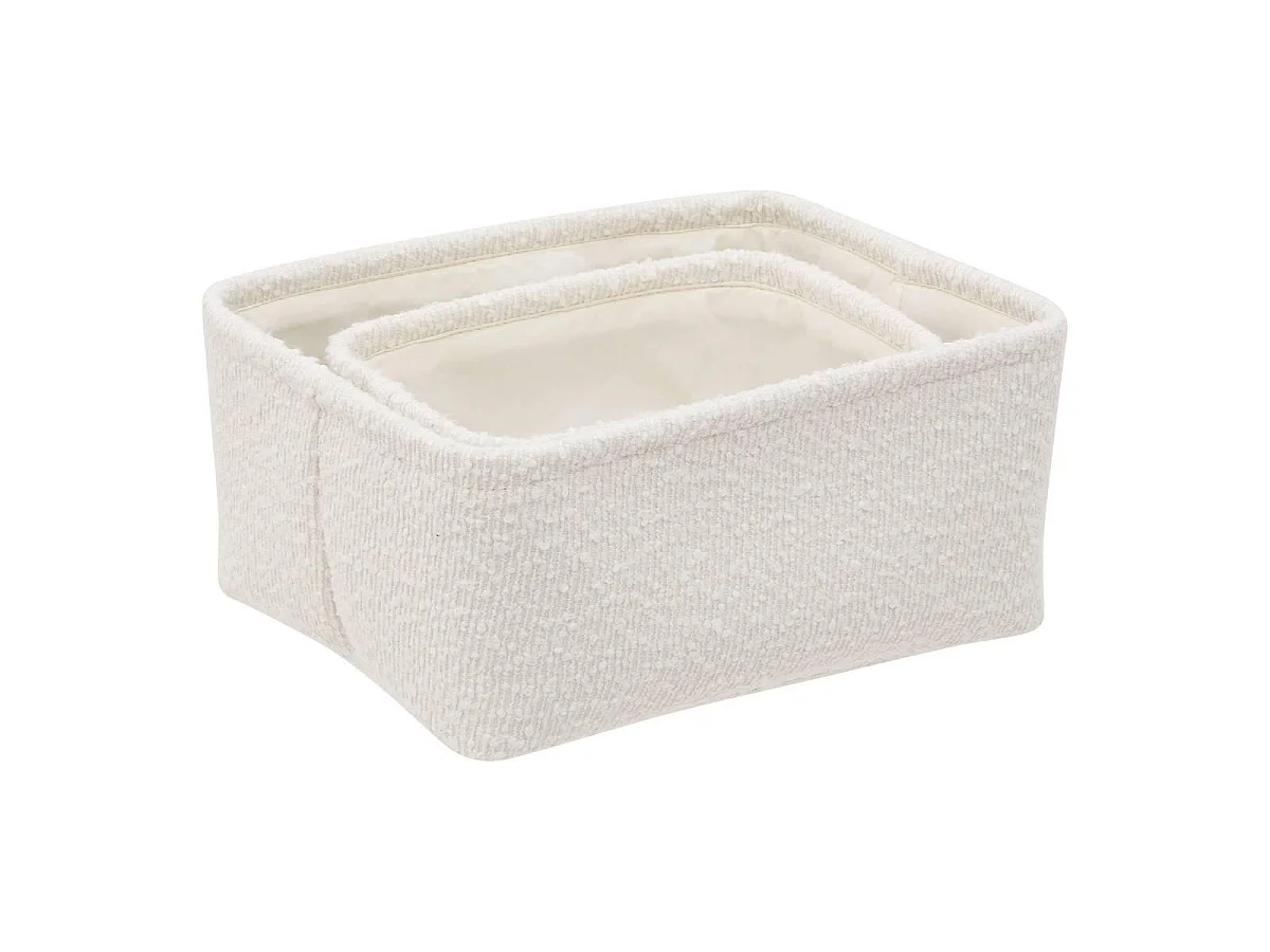 Lot de 2 Paniers de Rangement Bouclette "Yla" 26cm Blanc