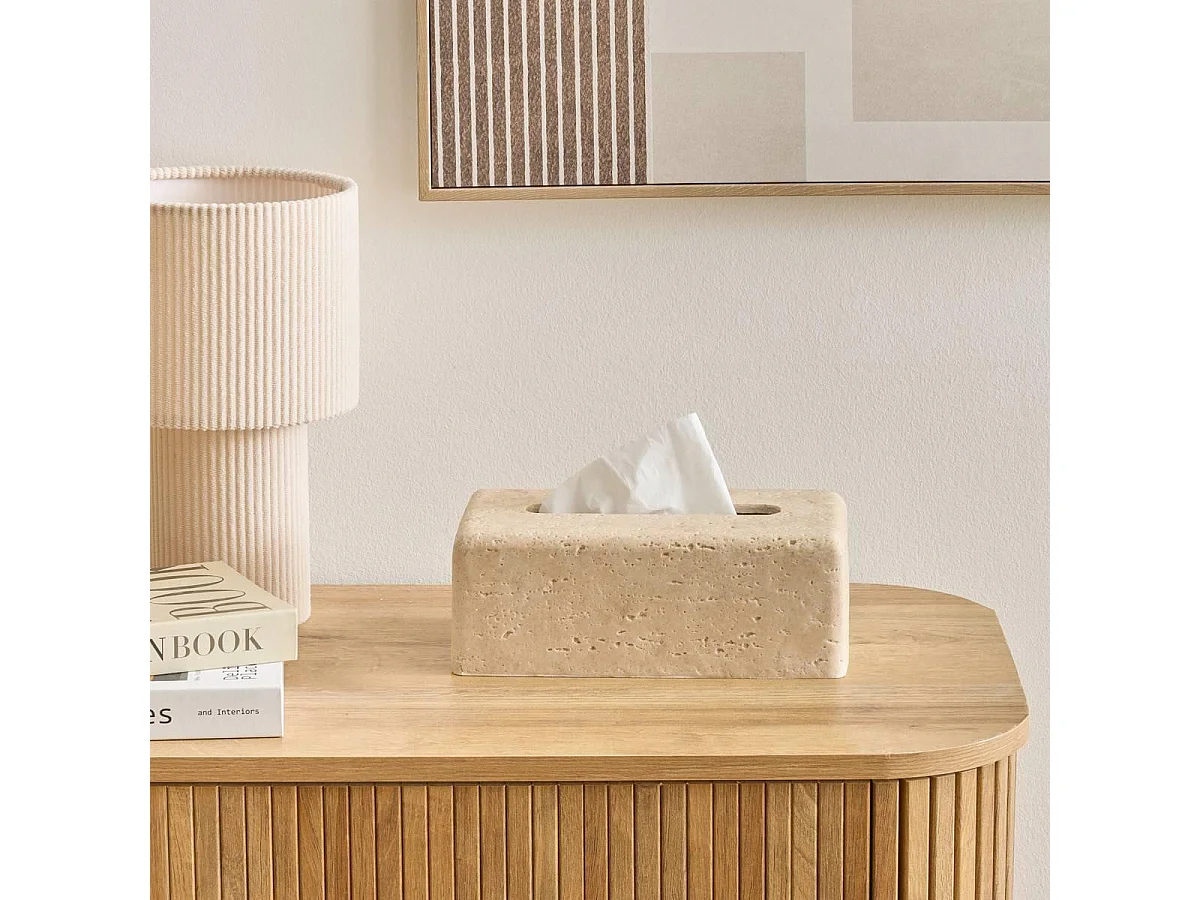 Boîte à Mouchoirs Effet Travertin "Anaya" 25cm Beige