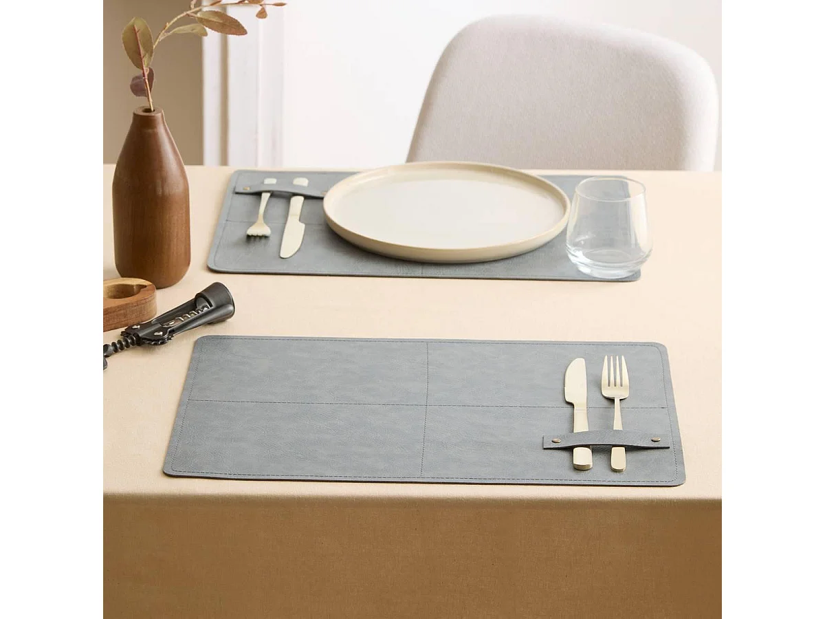Set de Table Rectangulaire "Glenn" 30x45cm Gris