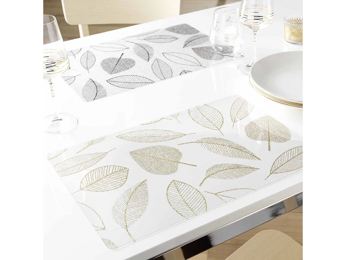 Set de Table Imprimé "Feuillette" 30x45cm Or