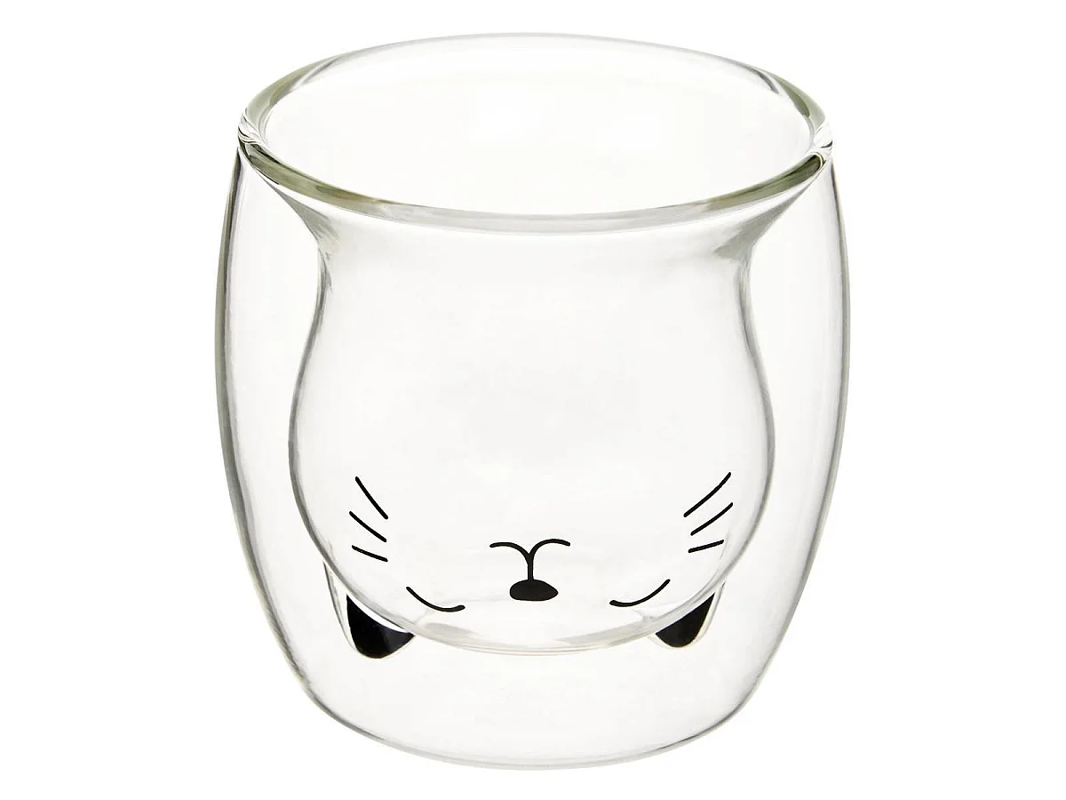 Coffret 2 Mugs en Verre "Animaux" 25cl Transparent
