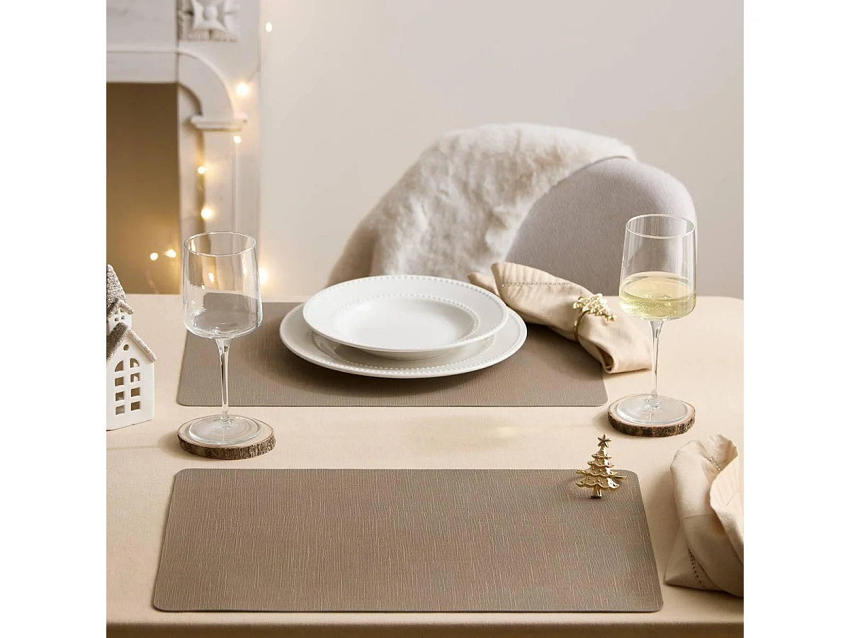 Set de Table Rectangulaire "Esmée" 30x45cm Taupe