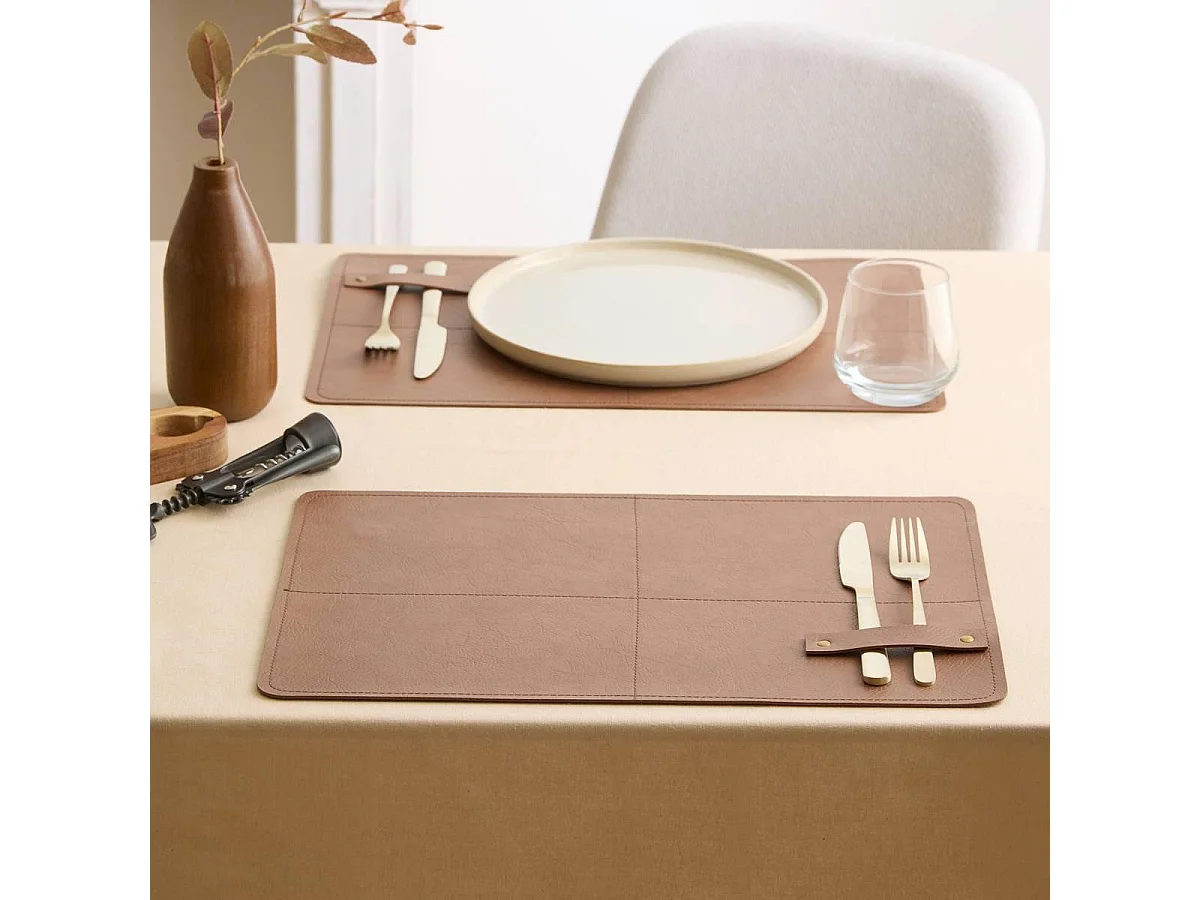 Set de Table Rectangulaire "Glenn" 30x45cm Camel