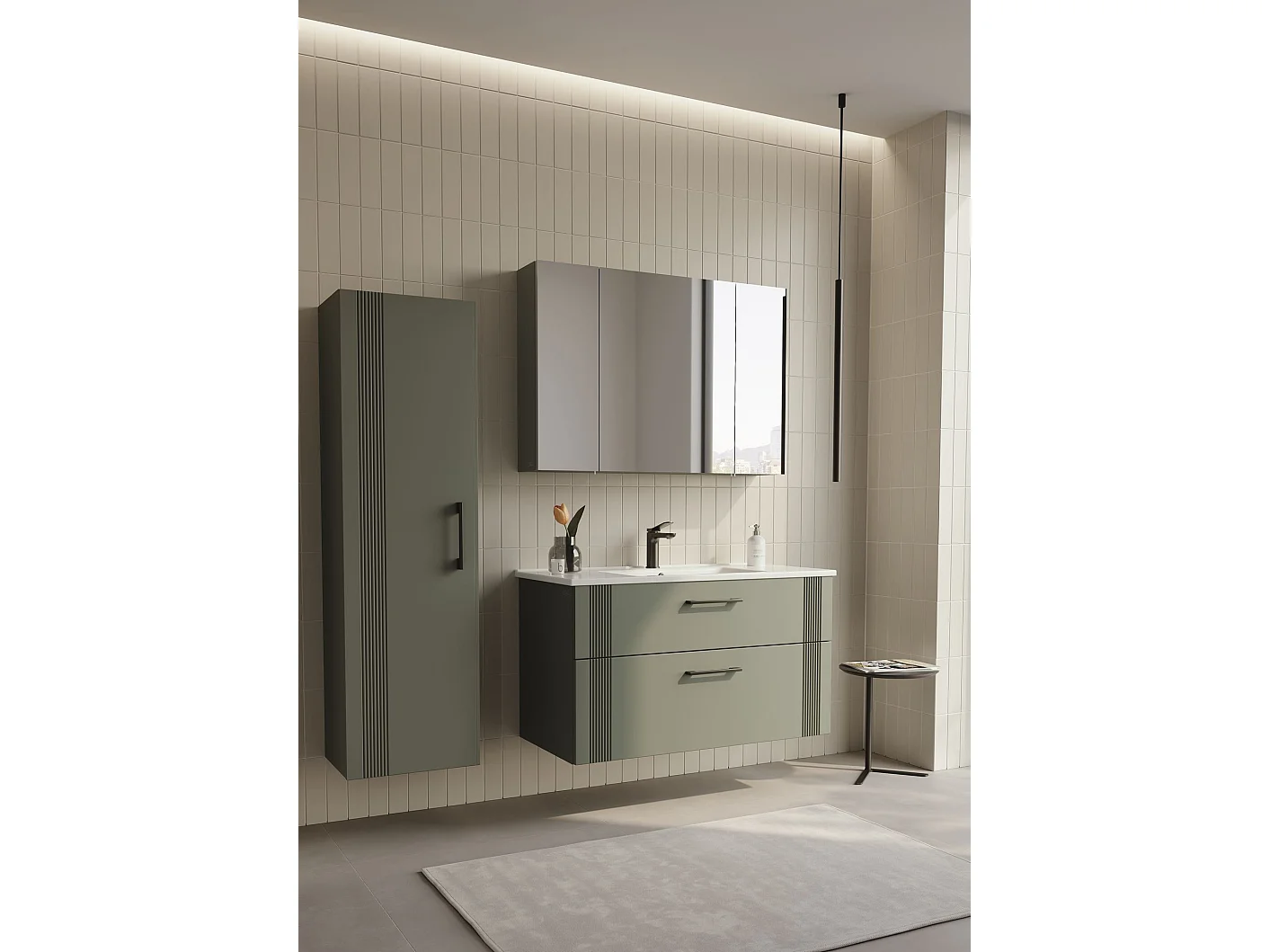 Meuble Vasque "Bari 100 v2" - 100 x 45 x 55 cm - Matte Green