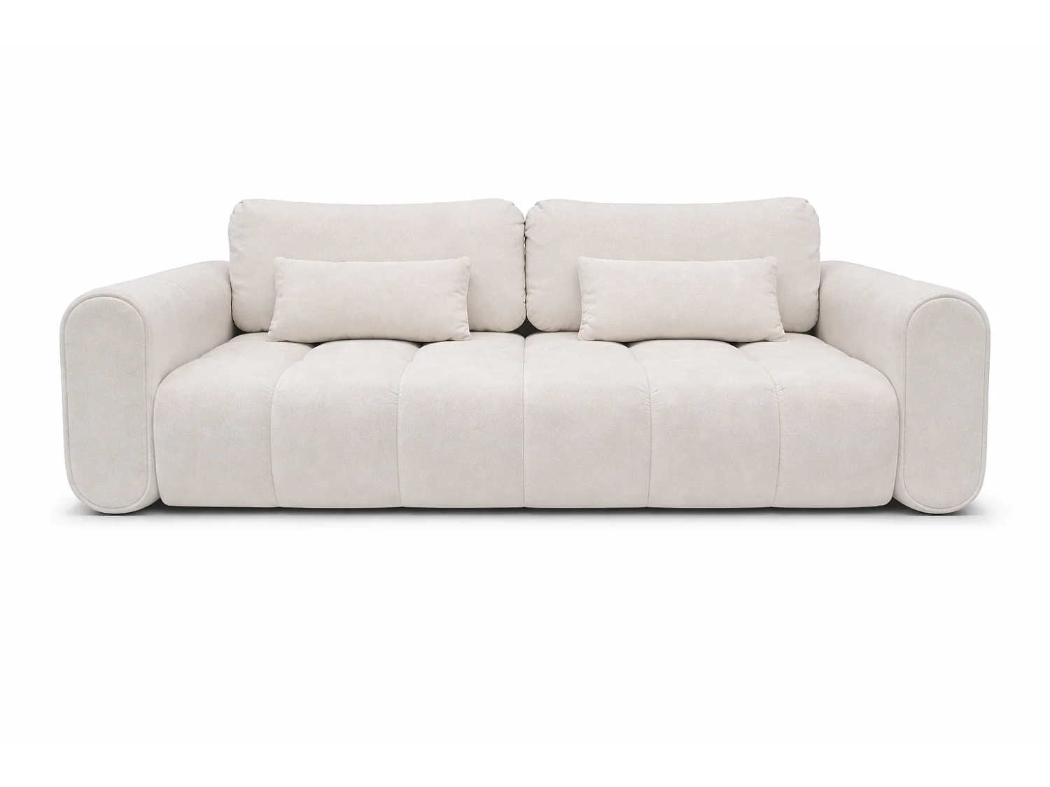 Canapé droit 3 places SAVONA convertible en tissu bouclé – blanc