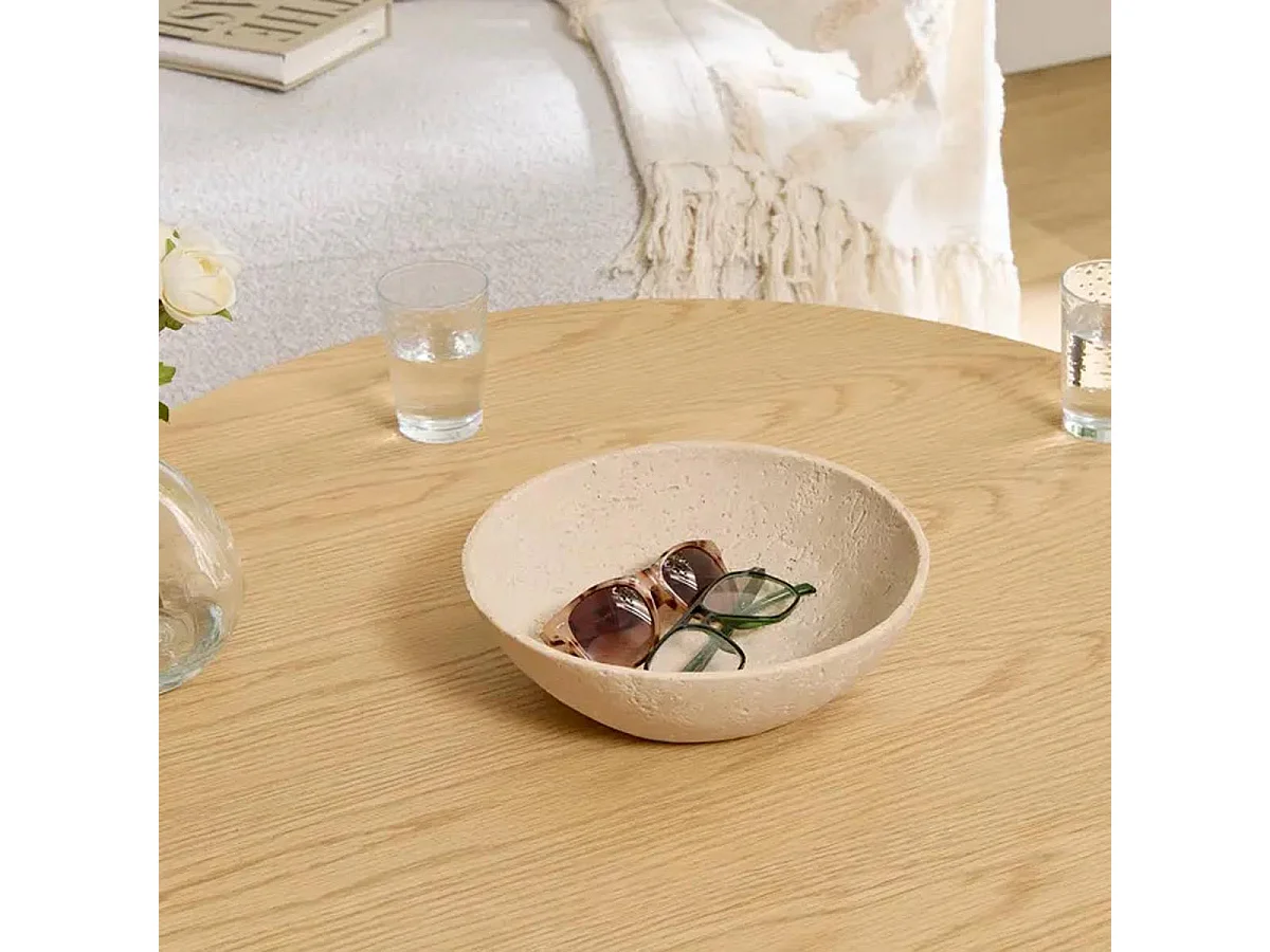 Coupe Vide-Poches Effet Travertin "Travi 24cm Beige