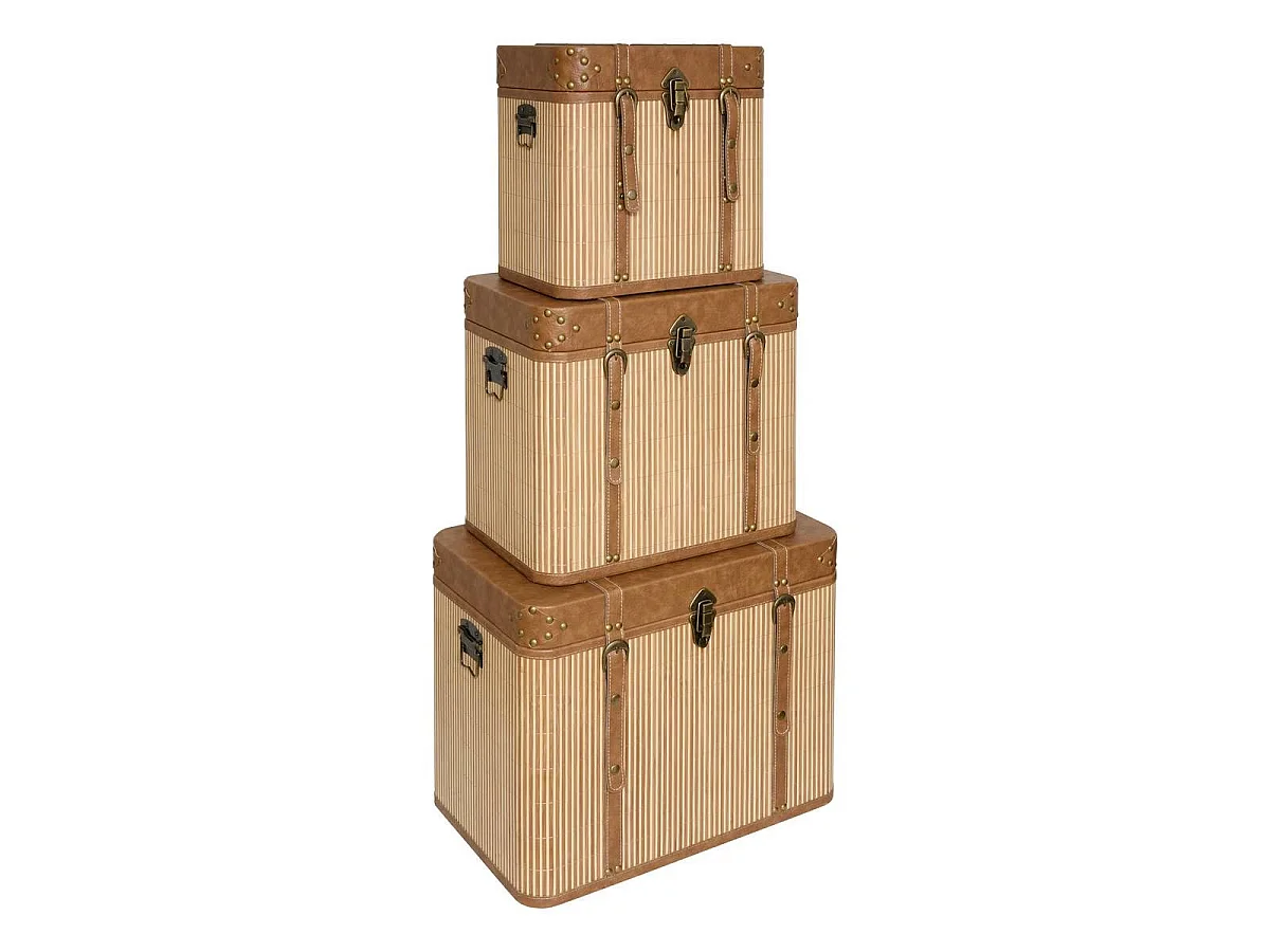Lot de 3 Malles de Rangement "Sylia" 56cm Naturel