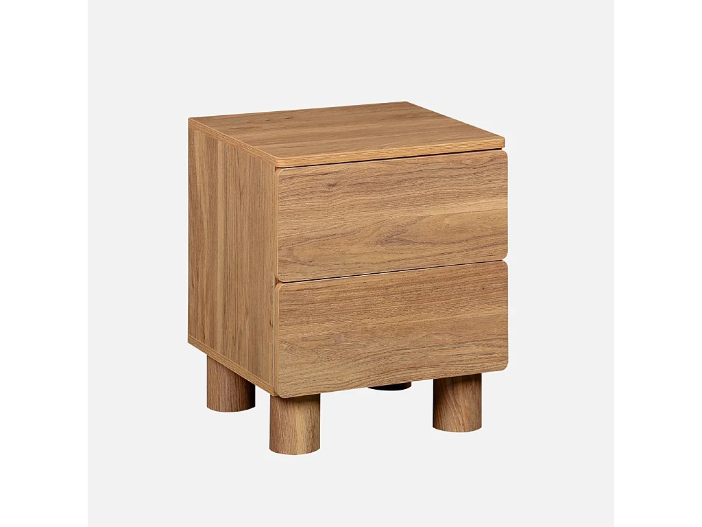 Mesita de noche efecto madera con 2 cajones, set de 2, Madera de