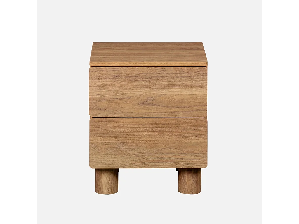 Mesita de noche efecto madera con 2 cajones, set de 2, Madera de