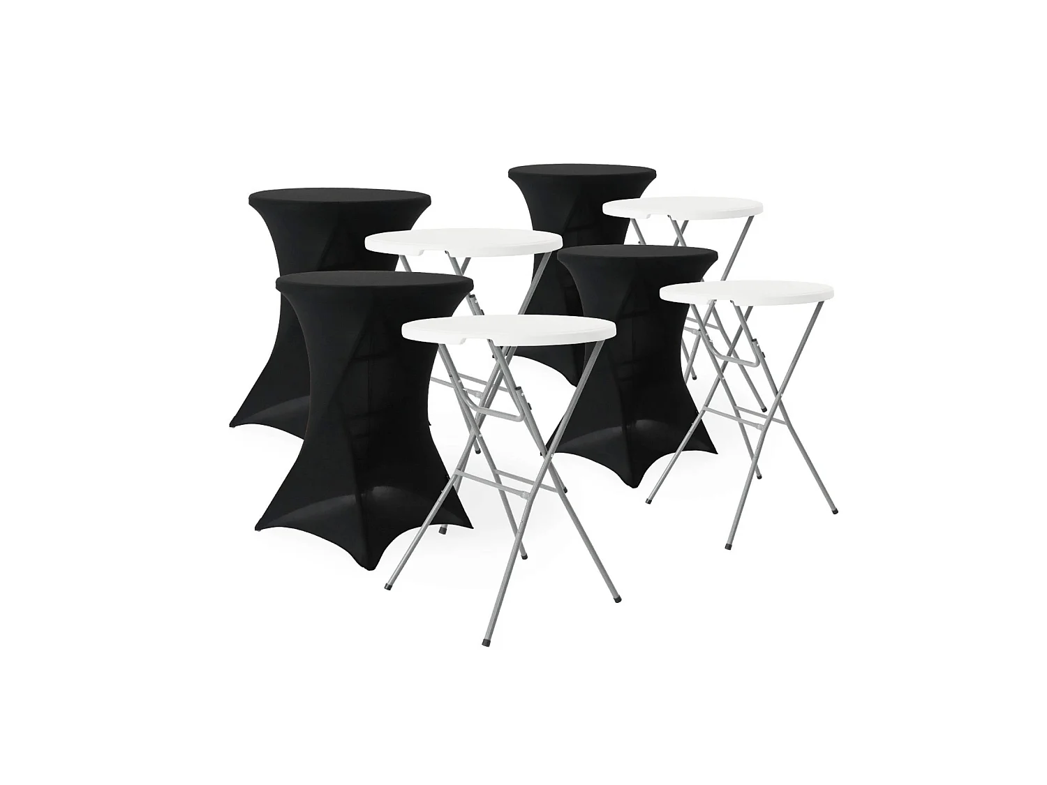 Lot de 4 tables de réception pliantes acier avec housse de protection housse en polyester noit Gala