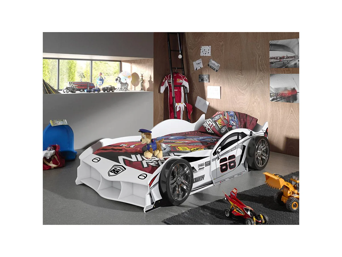 Lit Enfant Voiture "Carbeds" 90x200cm Blanc