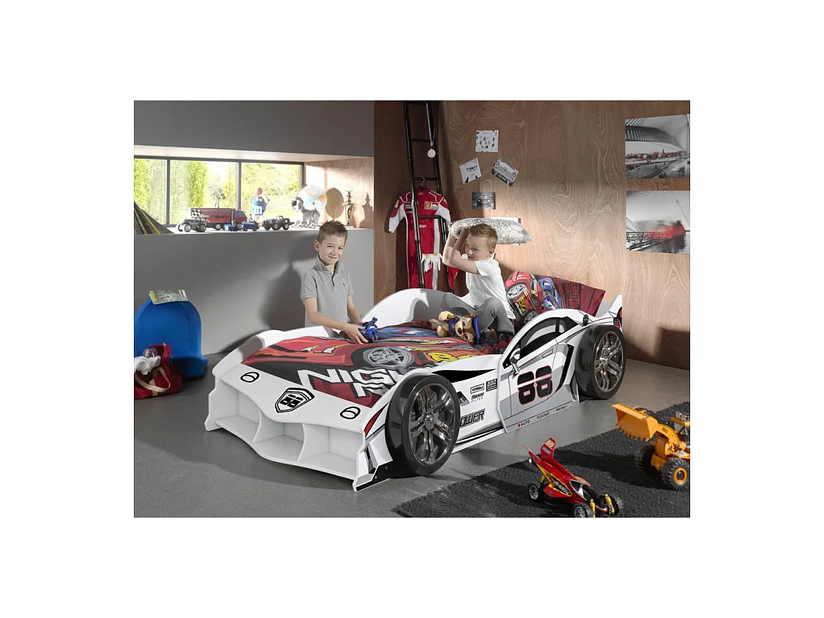 Lit Enfant Voiture "Carbeds" 90x200cm Blanc