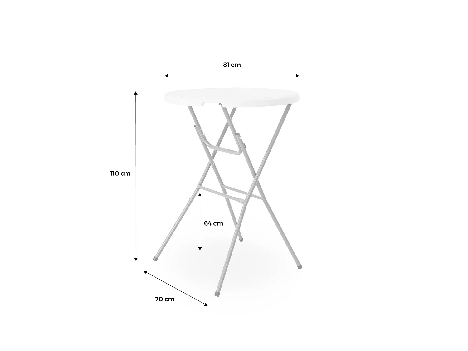 Lot de 4 tables de réception pliantes acier avec housse de protection housse en polyester blanc Gala