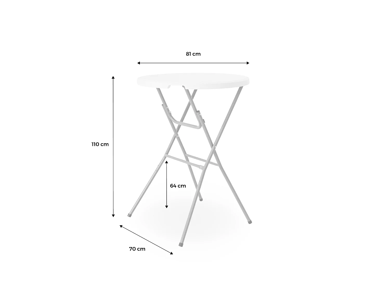 Lot de 4 tables de réception pliantes acier avec housse de protection housse en polyester blanc Gala