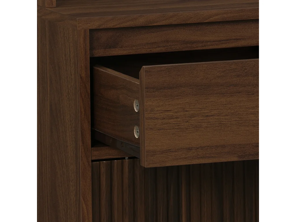 Aparador decorado en madera 4 puertas 3 cajones, 110cm nogal