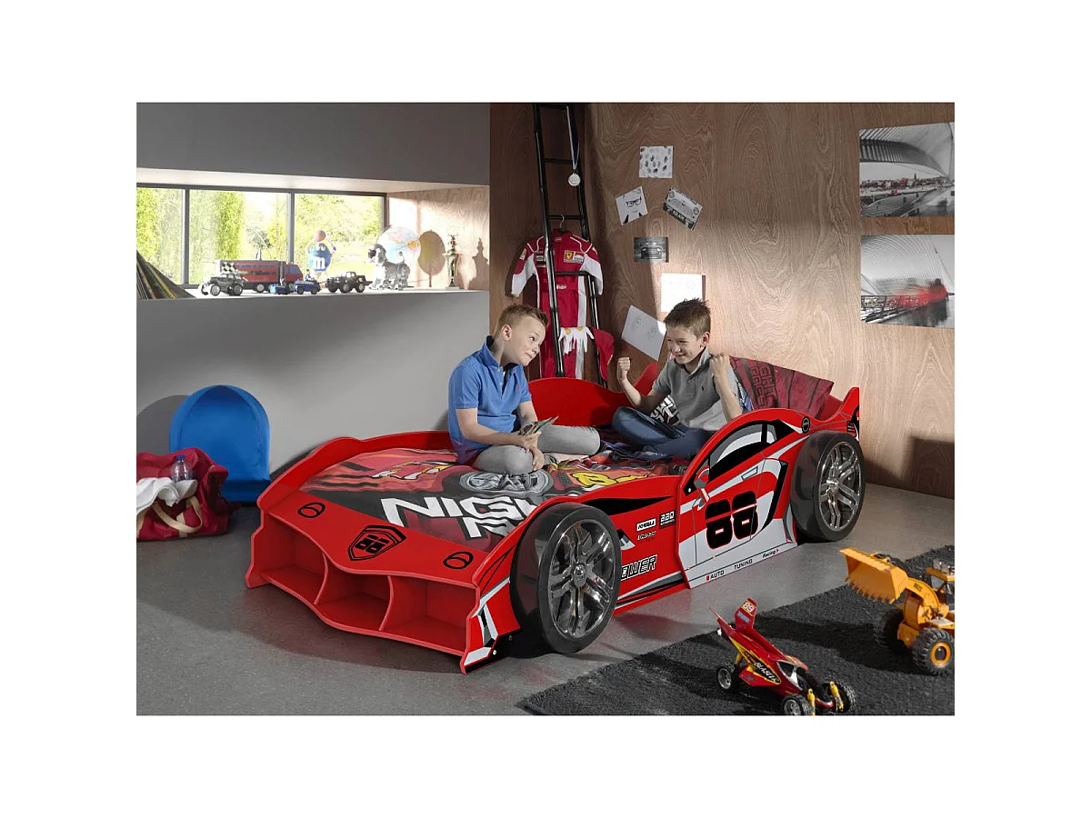 Lit Enfant Voiture "Carbeds" 90x200cm Rouge