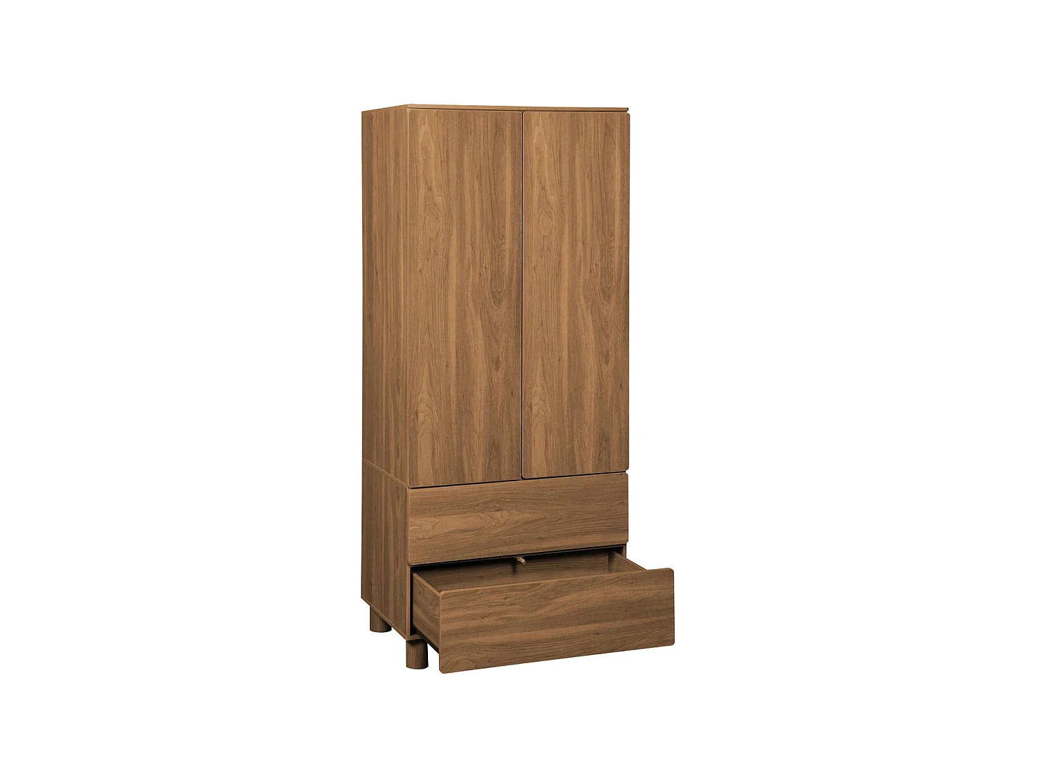 Armario vestidor efecto madera con 2 puertas, 2 cajones y 1 barra para