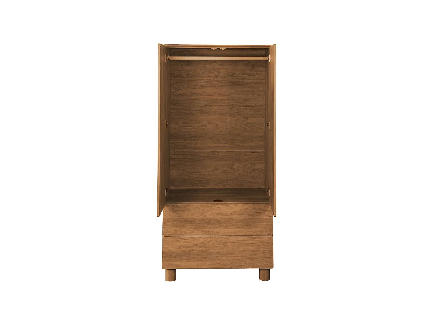 Armario vestidor efecto madera con 2 puertas, 2 cajones y 1 barra para
