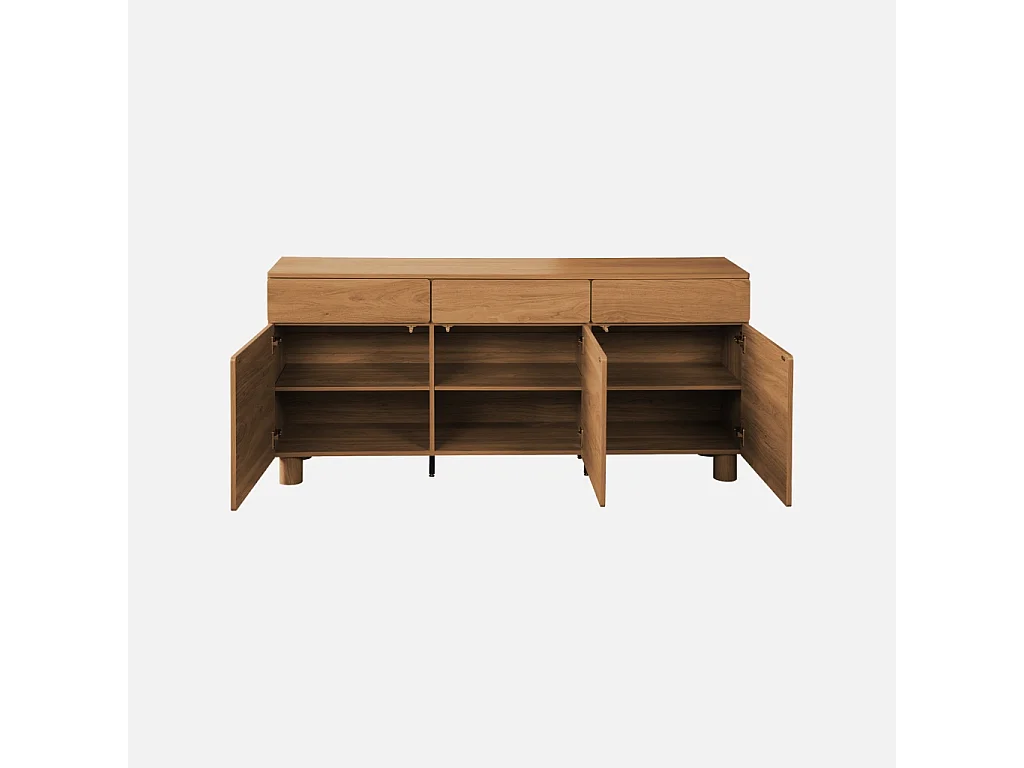 Buffet décor bois 3 tiroirs 3 portes bois de noisetier - Ayana