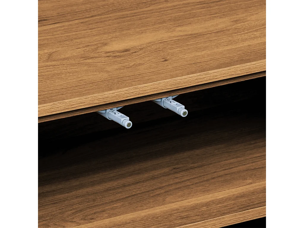 Meuble TV décor bois 3 portes 140cm bois de noisetier - Ayana