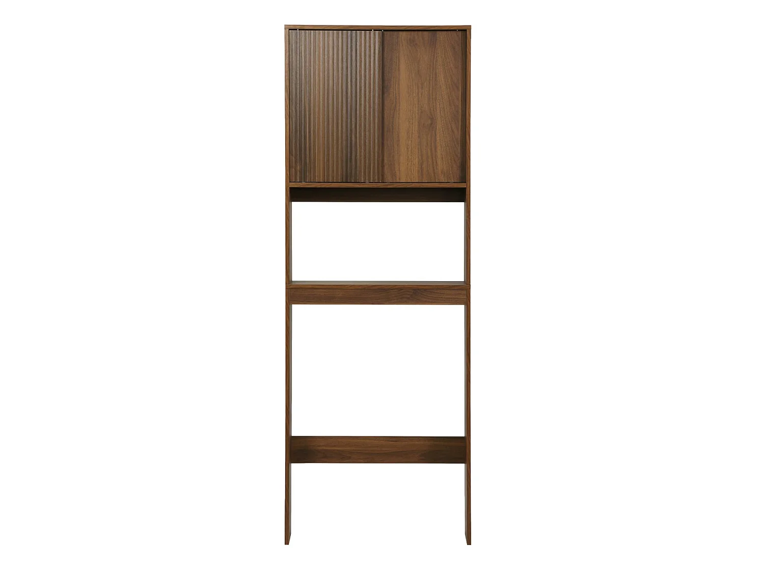 Etagère / Meuble WC Linear avec portes coulissantes. 3 espaces de rangement. noyer. 64 x 20 x 180 cm