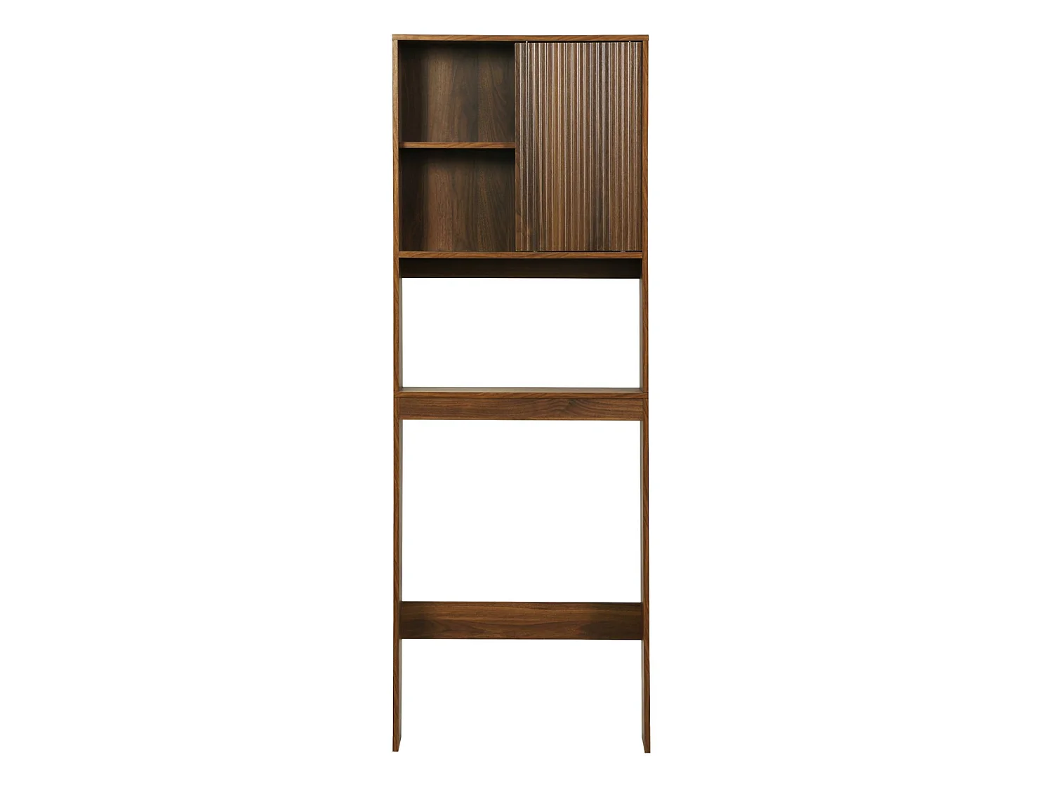 Etagère / Meuble WC Linear avec portes coulissantes. 3 espaces de rangement. noyer. 64 x 20 x 180 cm