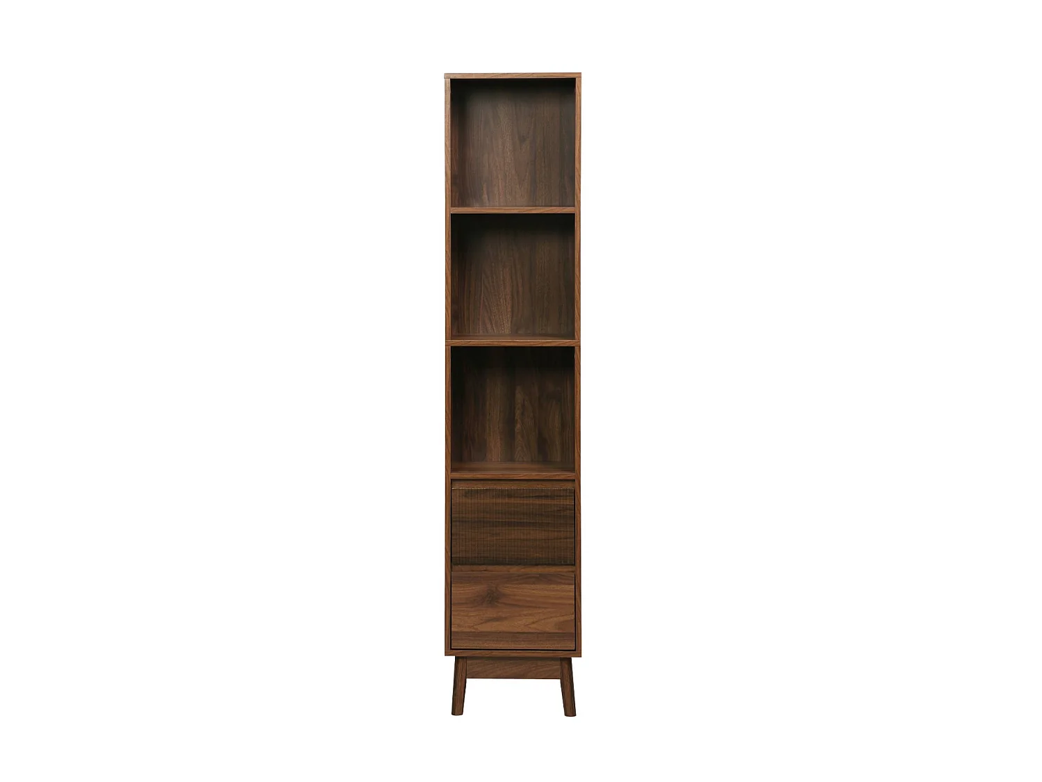 Colonne de rangement décor bois 3 étagères 2 tiroirs noyer - Linear