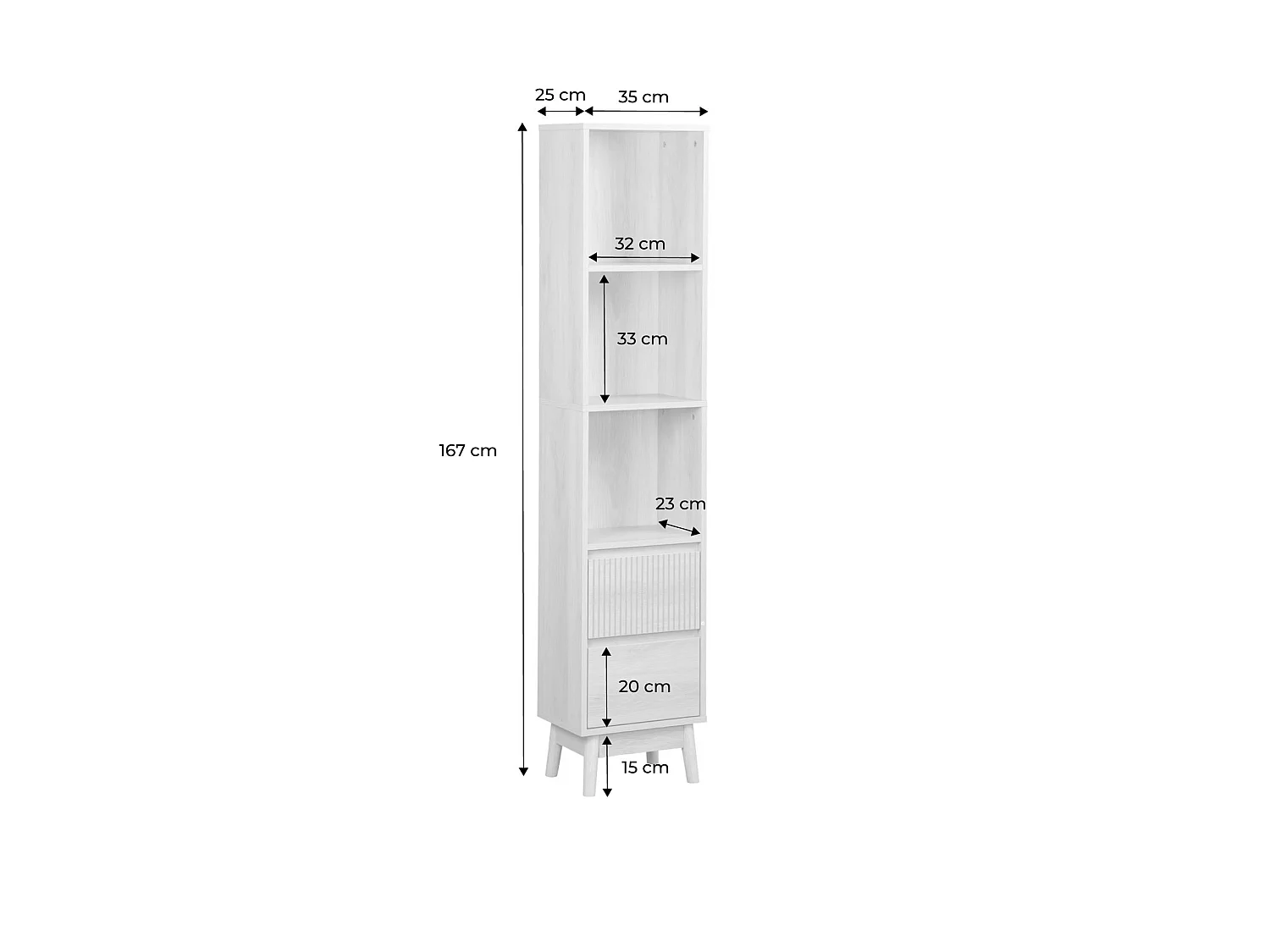 Colonne de rangement décor bois 3 étagères 2 tiroirs noyer - Linear