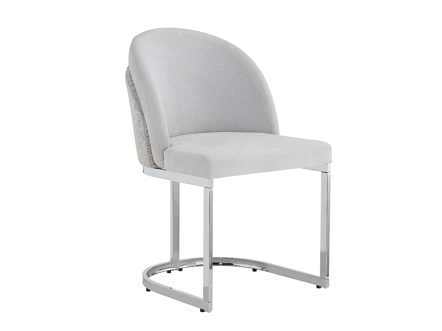 Lot of 6 dining chairs - Modern style - Silver galvanized feet - Chenille fabric - Light gray and silver