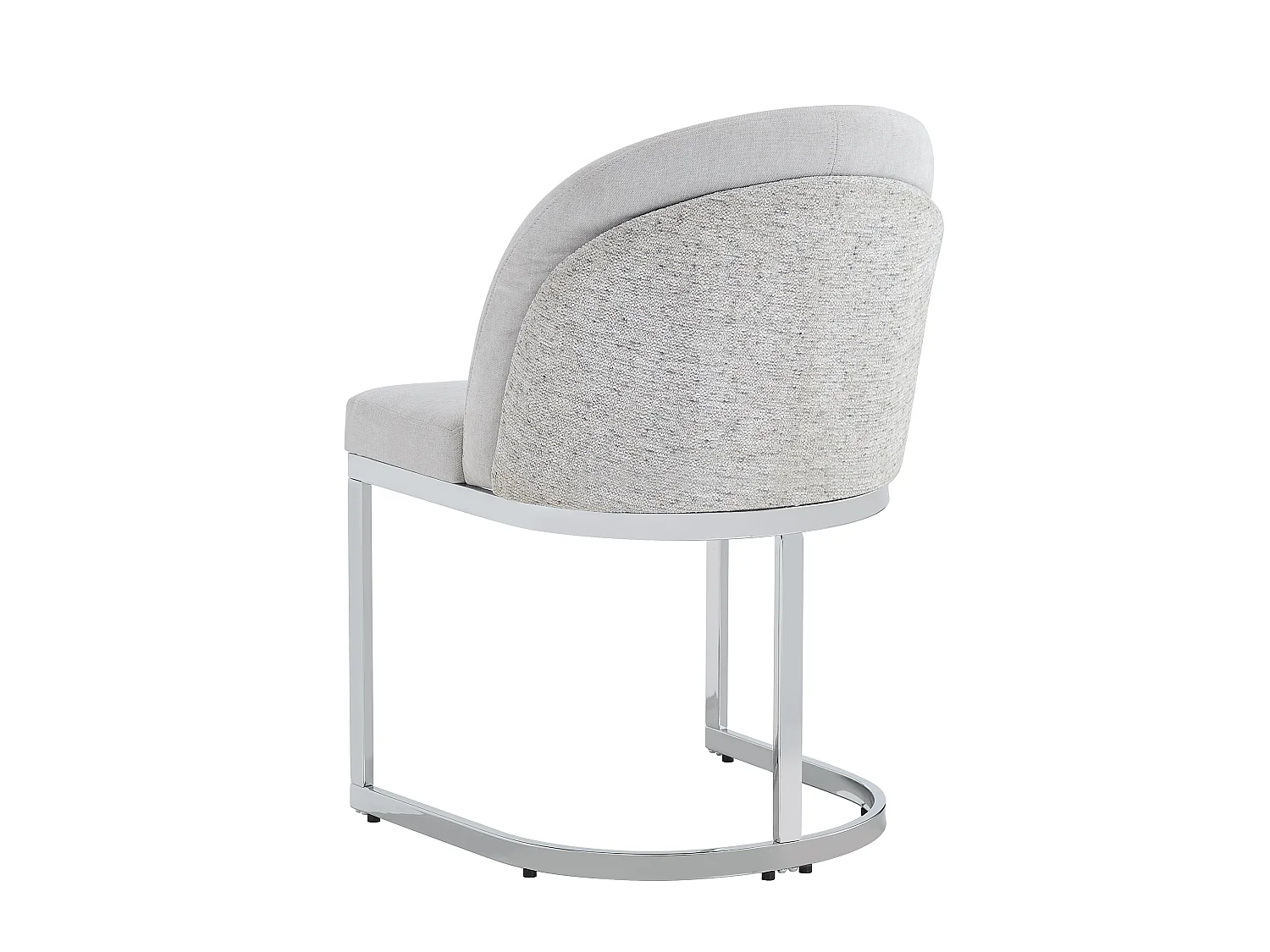 Lot of 6 dining chairs - Modern style - Silver galvanized feet - Chenille fabric - Light gray and silver